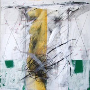 The Column, 2009, mixed technique on canvas, 100 x 100 cm